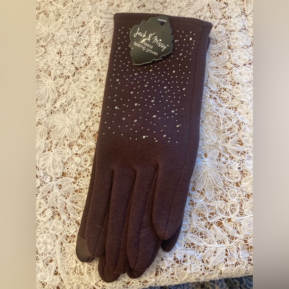 COPY - NWT EMBELLISHED Gloves Jack & Missy fleece lined texting gloves BROWN FA… - Picture 7 of 10